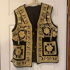 Black velvet with gold design vest